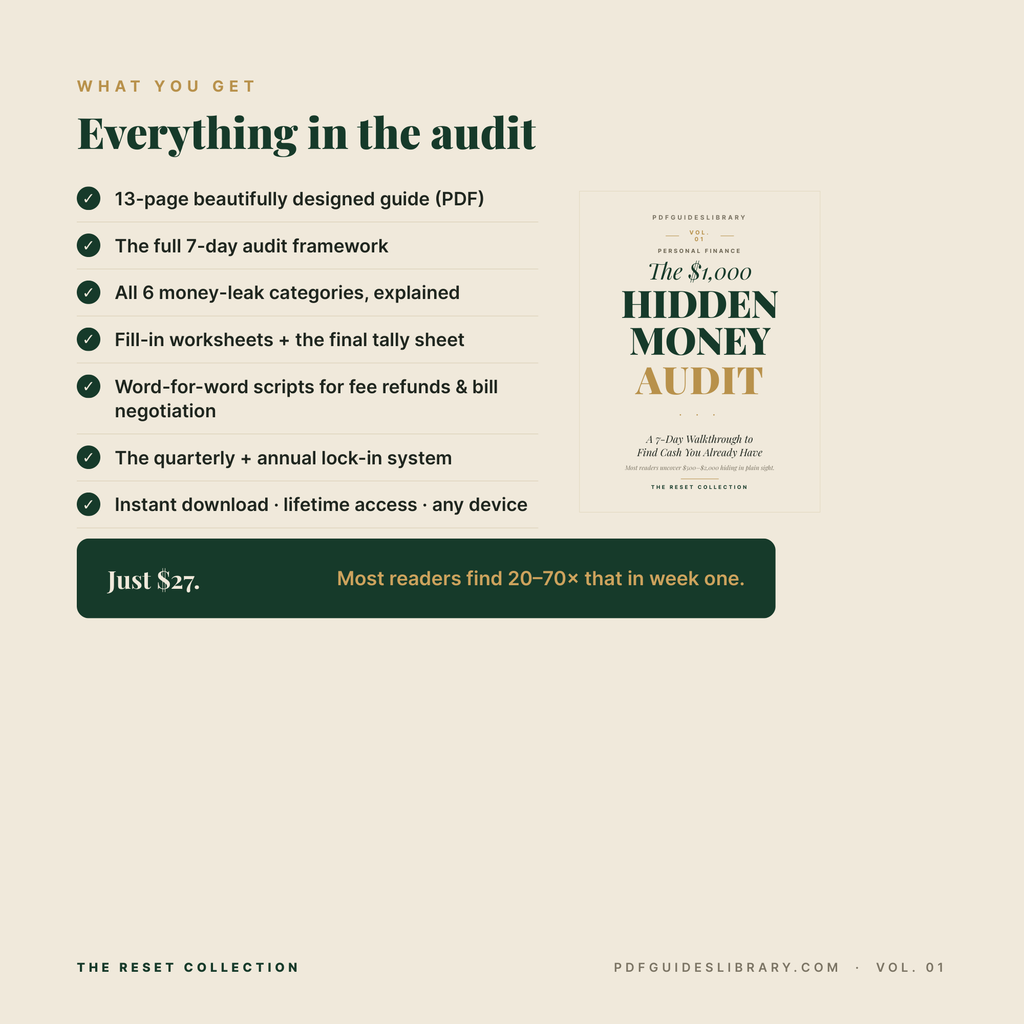 The $1,000 Hidden Money Audit - A 7-Day Walkthrough to Find Cash You Already Have