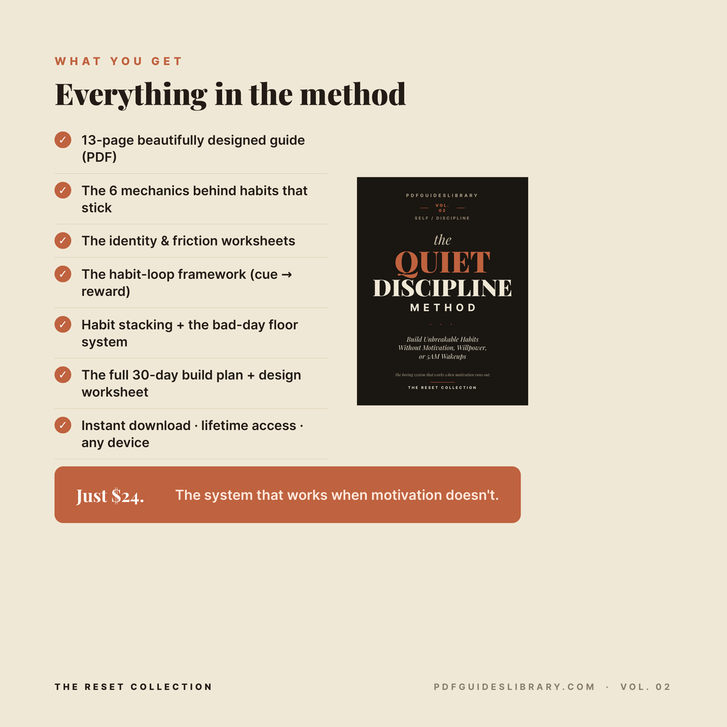 The Quiet Discipline Method - Build Unbreakable Habits Without Motivation, Willpower, or 5AM Wakeups